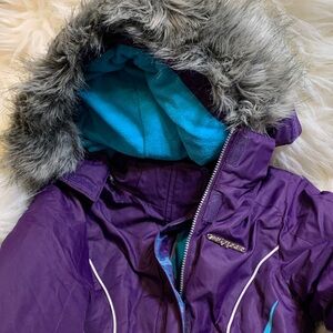 Obermeyer Purple Puffer Jacket with Faux Fur Hood